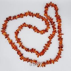 Vintage Baltic Amber Chip Nugget Hand-Knotted Bead Necklace 34