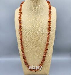 Vintage Baltic Amber Chip Nugget Hand-Knotted Bead Necklace 34