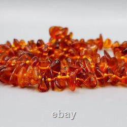 Vintage Baltic Amber Chip Nugget Hand-Knotted Bead Necklace 34