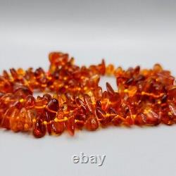 Vintage Baltic Amber Chip Nugget Hand-Knotted Bead Necklace 34