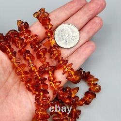 Vintage Baltic Amber Chip Nugget Hand-Knotted Bead Necklace 34