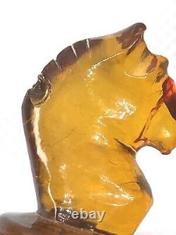 Vintage Baltic Amber Cognac Chess Horse Figurine Ussr Soviet