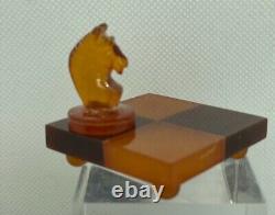 Vintage Baltic Amber Cognac Chess Horse Figurine Ussr Soviet