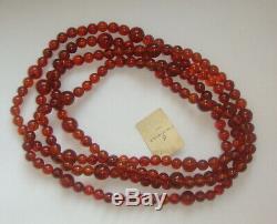 Vintage Baltic Amber Necklace Natural Cognac Amber Round Beads Very Long 165 cm