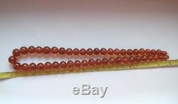 Vintage Baltic Amber Necklace Natural Honey Cognac Amber 77 grams Round Beads