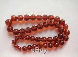Vintage Baltic Amber Necklace Natural Honey Cognac Amber 89 grams Round Beads