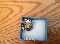 Vintage Baltic Amber Sterling Silver Ring Size 7 Butterscotch Egg Yolk Square