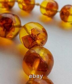 Vintage Baltic Amber Stone Beads Necklace 98 gramm