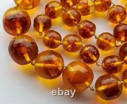 Vintage Baltic Amber Stone Beads Necklace 98 gramm