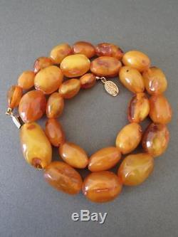 Vintage Baltic Butterscotch Egg Yolk Amber Large Bead Necklace
