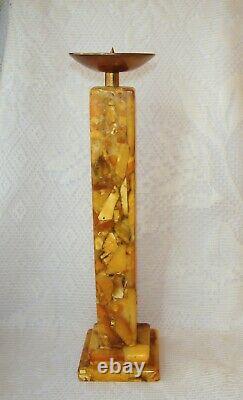 Vintage Candle Holder Natural Genuine Baltic Amber Made in Kaliningrad 1970s