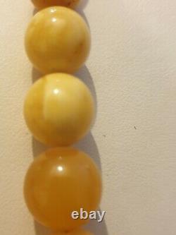 Vintage Egg Yolk Butterscotch Genuine Amber Bead Necklace 27.30 grmes