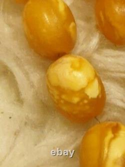 Vintage Egg Yolk Butterscotch Genuine Amber Bead Necklace 97.55 grmes