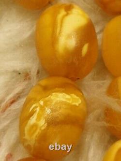 Vintage Egg Yolk Butterscotch Genuine Amber Bead Necklace 97.55 grmes