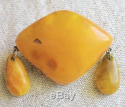 Vintage Egg Yolk Yellow Butterscotch Natural Baltic Amber Brooch 16,5 Gr