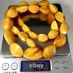 Vintage Faceted Egg Yolk White Amber Stone Necklace Natural Russian Baltic Amber