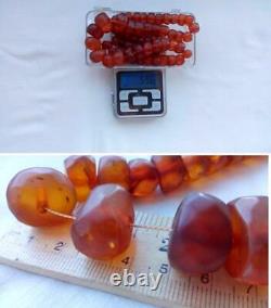 Vintage Genuine Baltic Amber Faceted Bead Necklace Butterscotch Egg Yolk 59.6 gr