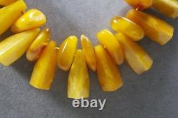 Vintage Genuine Egg Yolk Butterscotch Baltic Amber Bead Necklace 64 Grams