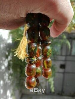 Vintage German Amber Rosary Prayer Beads Islamic 35 Tasbih Antique 70 Gr Misbaha