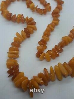 Vintage Hand Knotted Natural Butterscotch Baltic Amber Necklace Graduated 33g