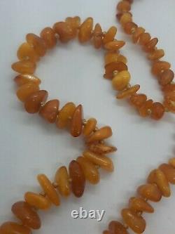 Vintage Hand Knotted Natural Butterscotch Baltic Amber Necklace Graduated 33g