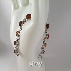 Vintage Jewelry Sterling Silver Baltic Amber Bracelet Antique Deco Jewellery