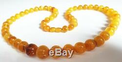 Vintage Luxury Natural BALTIC AMBER Huge Round Beads Necklace Butterscotch 53g