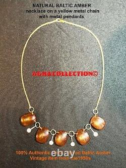 Vintage NATURAL BALTIC AMBER NECKLACE / 25.75 inches / circa 1950s