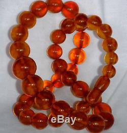 Vintage Natural Authentic Baltic Amber Butterscotch Honey Bead Necklace 44 gr