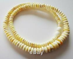 Vintage Natural Baltic Amber Bernstein White Color Button Beads Necklace