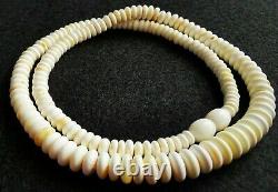 Vintage Natural Baltic Amber Bernstein White Royal Color Button Beads Necklace