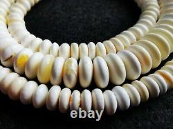 Vintage Natural Baltic Amber Bernstein White Royal Color Button Beads Necklace