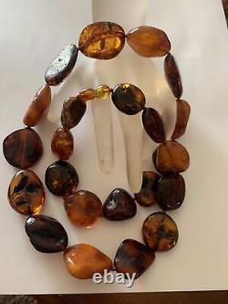 Vintage Natural Baltic Amber Cognac Honey Egg Yolk Cherry Large Necklace 78g