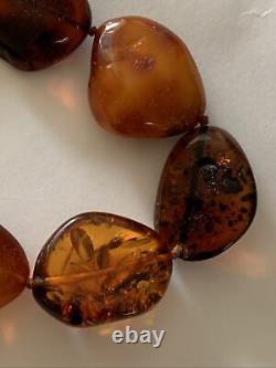 Vintage Natural Baltic Amber Cognac Honey Egg Yolk Cherry Large Necklace 78g