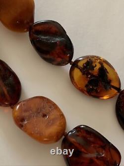 Vintage Natural Baltic Amber Cognac Honey Egg Yolk Cherry Large Necklace 78g