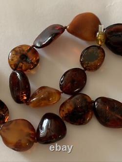 Vintage Natural Baltic Amber Cognac Honey Egg Yolk Cherry Large Necklace 78g