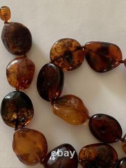 Vintage Natural Baltic Amber Cognac Honey Egg Yolk Cherry Large Necklace 78g