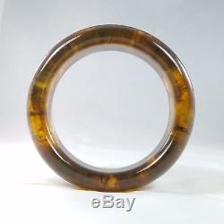 Vintage Natural Baltic Amber Cut Bangle Bracelet ID 62.4mm