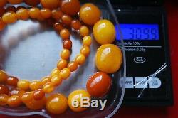 Vintage Natural Baltic Amber Egg Yolk Bead Necklace High Quality