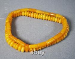 Vintage Natural Baltic Amber Egg Yolk Bead Two Strand Necklace Stretch Bracelet