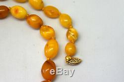Vintage Natural Baltic Butterscotch Amber Necklace with 14K Solid Gold Clasp