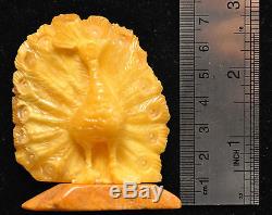 Vintage Natural Baltic Hand Carved Butterscotch Amber Peacock 30.80 grams