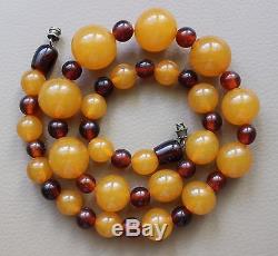 Vintage Natural Baltic Pressed Amber Round Beads Necklace Kaliningrad 35.0 Gr