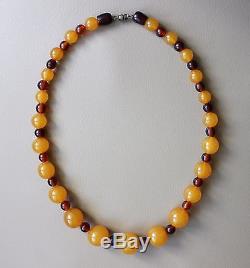Vintage Natural Baltic Pressed Amber Round Beads Necklace Kaliningrad 35.0 Gr