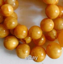 Vintage Natural Baltic Sea Amber Butterscotch round beads Egg Necklace 69g