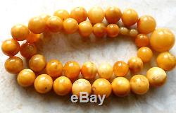 Vintage Natural Baltic Sea Amber Butterscotch round beads Egg Necklace 69g
