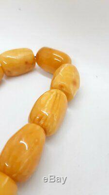 Vintage Natural Butterscotch Egg Yolk Baltic Amber Beads Necklace 215.5 Gram