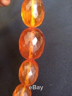 Vintage Natural Genuine Faceted Baltic Cognac Honey Amber Bead Necklace