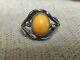 Vintage Natural egg yolk Baltic amber ring 925 Sterling silver size p 7.5