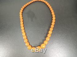 Vintage Pressed Natural Real Baltic Butterscotch Amber Egg Yolk Beads Necklace
